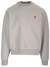 Ami Alexandre Mattiussi Logo Cotton Crewneck Sweatshirt In Grey