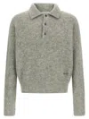 Ami Alexandre Mattiussi Ami Paris Grey Wool And Alpaca Polo Sweater Ami Paris In Gray