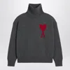 Ami Alexandre Mattiussi Ami Paris Ami Paris Black Wool Ami De Coeur Turtleneck In Gray
