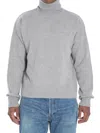 Ami Alexandre Mattiussi Ami Grey Turtleneck Sweater With Ribbed Detailing In Gray