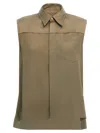 Ami Alexandre Mattiussi Ami Sleeveless Viscose Blend Shirt With Button Closure In Grey