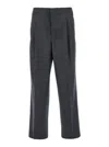 AMI ALEXANDRE MATTIUSSI GREY WIDE LEGS WITH CONCEALED CLOSURE IN WOOL MAN