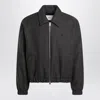 Ami Alexandre Mattiussi Cropped Black Bomber Jacket With Classic Collar And Logo Detail In Black