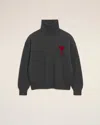 Ami Alexandre Mattiussi Grey Wool Ami De Coeur Funnel Neck Sweater Grey In Black