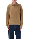 Ami Alexandre Mattiussi Grey Wool And Alpaca Polo Sweater Ami Paris In Brown