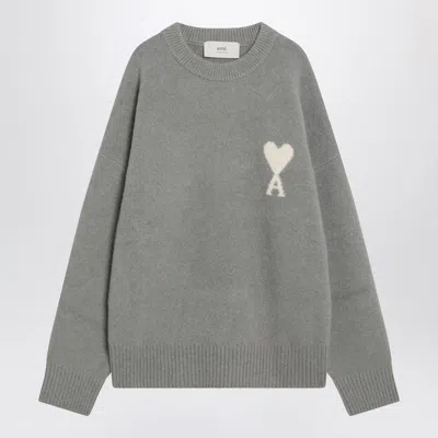 Ami Alexandre Mattiussi Ami Paris Grey Wool Blend Sweater Ami De Coeur Men In Green