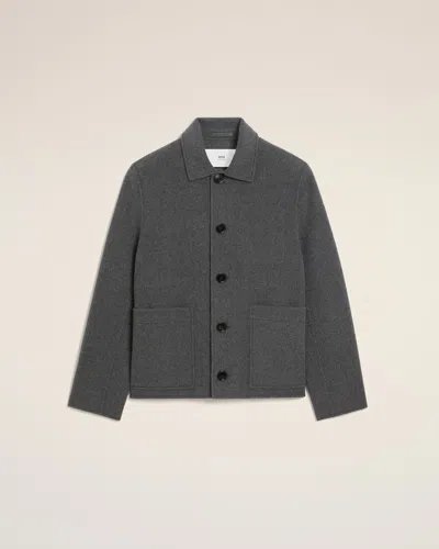 Ami Alexandre Mattiussi Grey Wool Boxy Buttoned Jacket Grey In Gray