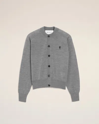 Ami Alexandre Mattiussi Grey Wool Crewneck Ami De Coeur Cardigan Grey In Gray