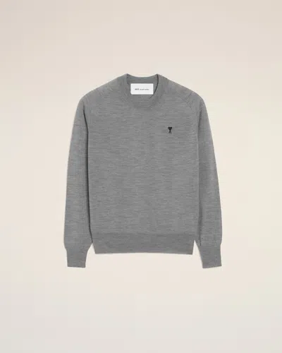 Ami Alexandre Mattiussi Grey Wool Crewneck Ami De Coeur Jumper Grey In Grey