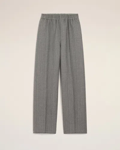 Ami Alexandre Mattiussi Grey Wool Herringbone Elasticated Trousers Grey In Gray