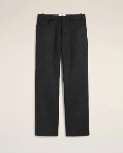 Ami Alexandre Mattiussi Grey Wool Large Fit Trousers Grey In Gray