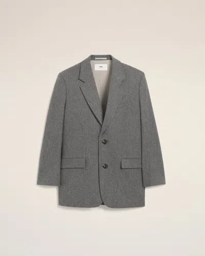Ami Alexandre Mattiussi Grey Wool Loose Single Breasted Jacket Grey In Gray