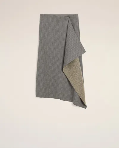 Ami Alexandre Mattiussi Grey Wool Midi Herringbone Wrapped Skirt  Grey