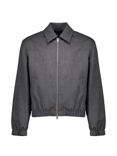 Ami Alexandre Mattiussi Ami Paris Carbon Grey Padded Jacket In Virgin Wool In Gray