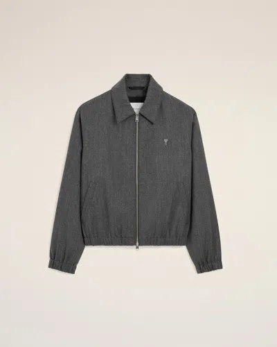 Ami Alexandre Mattiussi Grey Wool Padded Jacket With Ami De Coeur Grey In Multi