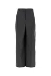 Ami Alexandre Mattiussi Wide Leg Wool Trousers With Pleated Front In Gray