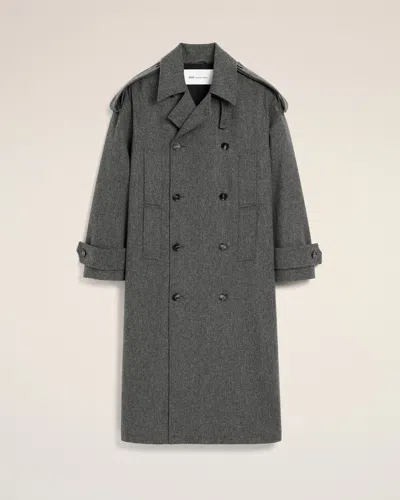 Ami Alexandre Mattiussi Grey Wool Trench Coat Grey In Carbon Grey