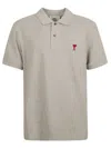 Ami Alexandre Mattiussi Ami Paris De Coeur Organic-cotton Polo Shirt In Heather Ash Grey