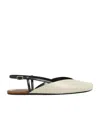 Ami Alexandre Mattiussi Buckle Pointed Toe Flat Sole Ballerina Shoes In Gray