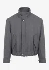 Ami Alexandre Mattiussi High Collar Jacket With Elasticated Hem And Pockets In Gray