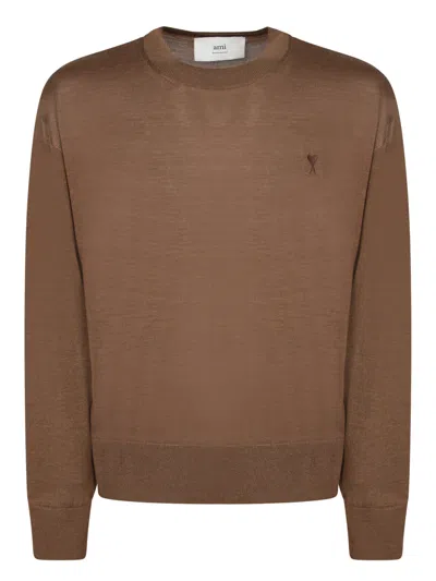 AMI ALEXANDRE MATTIUSSI HAZELNUT WOOL AND SILK SWEATER