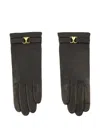 Ami Alexandre Mattiussi Heart-buckle Leather Gloves In Black