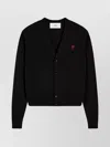 Ami Alexandre Mattiussi Ami V-neck Button-down Cardigan With Subtle Red Emblem In Animal Print