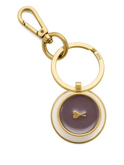 Ami Alexandre Mattiussi Heart Coffee Cup Keyring In Gold