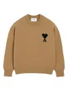 Ami Alexandre Mattiussi Ami Bronze Knit Sweater With Inside-out Seams And Heart Logo In Brown