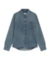 Ami Alexandre Mattiussi Ami Paris Ami De Coeur Embroidered Cotton Denim Button-down Shirt In Blue