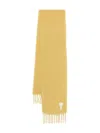 Ami Alexandre Mattiussi Heart-embellishment Fringed-hem Scarf In Yellow