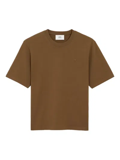 Ami Alexandre Mattiussi Ami Paris Heavy Organic Cotton T Shirt In Brown