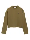 Ami Alexandre Mattiussi Heart-embroidered Cotton Sweatshirt In Green