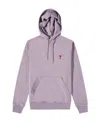 Ami Alexandre Mattiussi Heart Embroidered Drawstring Hoodie In Gray