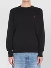 Ami Alexandre Mattiussi Ami Paris Ami De Coeur Wool Crewneck Sweater In Black