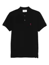 Ami Alexandre Mattiussi Heart-embroidered Polo Shirt In Black