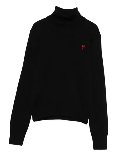 AMI ALEXANDRE MATTIUSSI HEART-EMBROIDERED TURTLENECK SWEATER