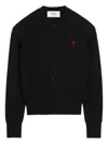 Ami Alexandre Mattiussi Heart-embroidered Wool Cardigan In Black