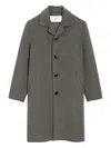 Ami Alexandre Mattiussi Heart-embroidered Wool Coat In Gray