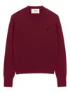 Ami Alexandre Mattiussi Ami Paris Wool Sweater With Heart Embroidery In Red