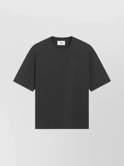 Ami Alexandre Mattiussi Ami Paris Anthracite Ami Paris De Coeur T-shirt In Animal Print