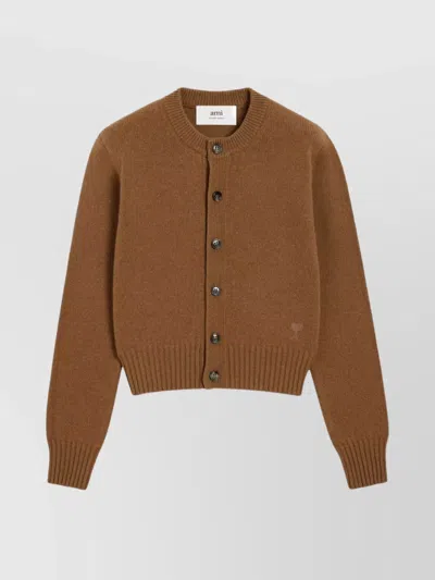 AMI ALEXANDRE MATTIUSSI HEART FRIEND CREW NECK WOOL CARDIGAN