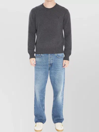 Ami Alexandre Mattiussi Heart Friend Crewneck Sweater In Gray