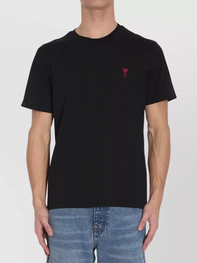 Ami Alexandre Mattiussi Ami Paris Men Black T-shirt With Ami De Coeur Embroidery On The Front In Cotton Man
