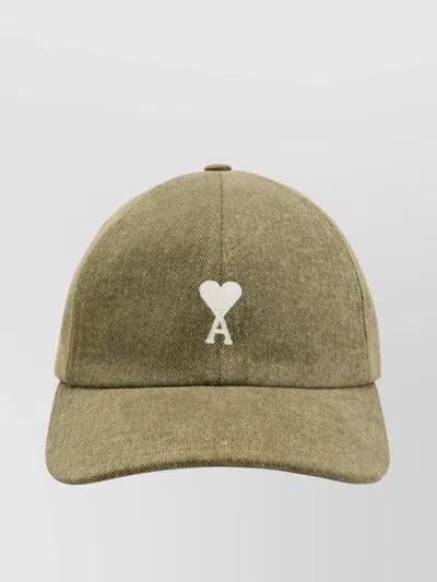 Ami Alexandre Mattiussi Heart Friend Curved Peak Wide Brim Cap In Laurier