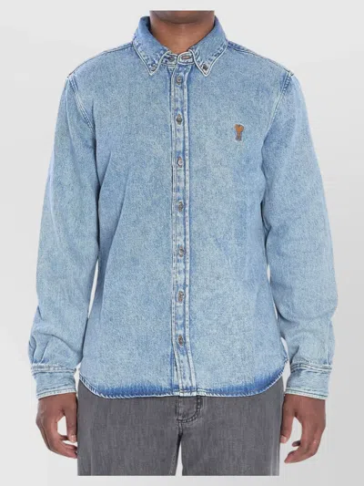 AMI ALEXANDRE MATTIUSSI HEART FRIEND DENIM SHIRT