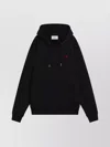 Ami Alexandre Mattiussi Ami Black Cotton Hoodie With Embroidered Logo And Functional Pockets In Black