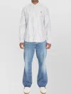 Ami Alexandre Mattiussi Button-down Collar Logo-embroidered Striped Cotton Oxford Shirt In White