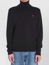 Ami Alexandre Mattiussi Ami Paris Ami De Coeur Merino Wool Turtleneck Sweater In Black