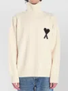Ami Alexandre Mattiussi Ami Paris De Coeur Turtleneck Sweater In Neutral